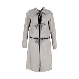 Prada Tie-Fastening Coat in Gray Linen
